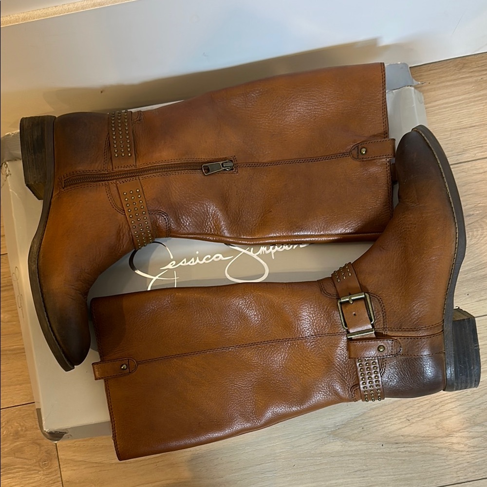 Jessica Simpson Brown Leather Knee-High Boots - Picture 3 of 11